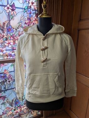J. Crew Ivory Toggle Hooded Sweatshirt